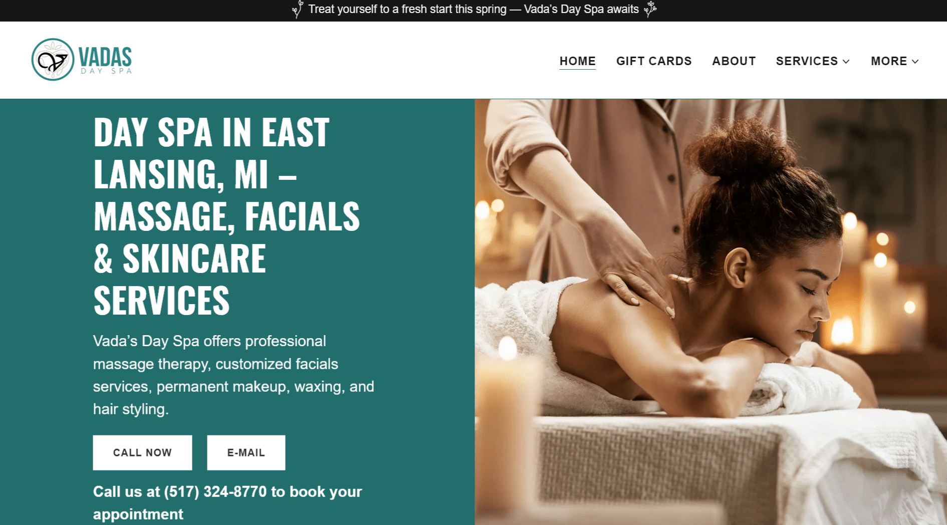 Vada's Day Spa — project screenshot